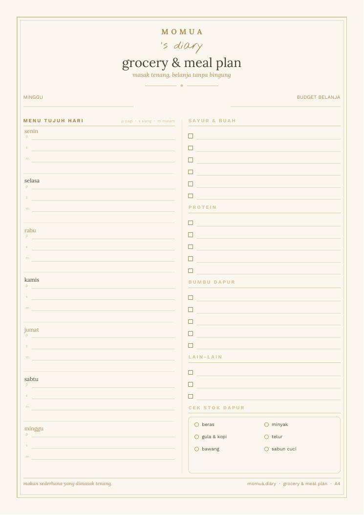 grocery & meal plan